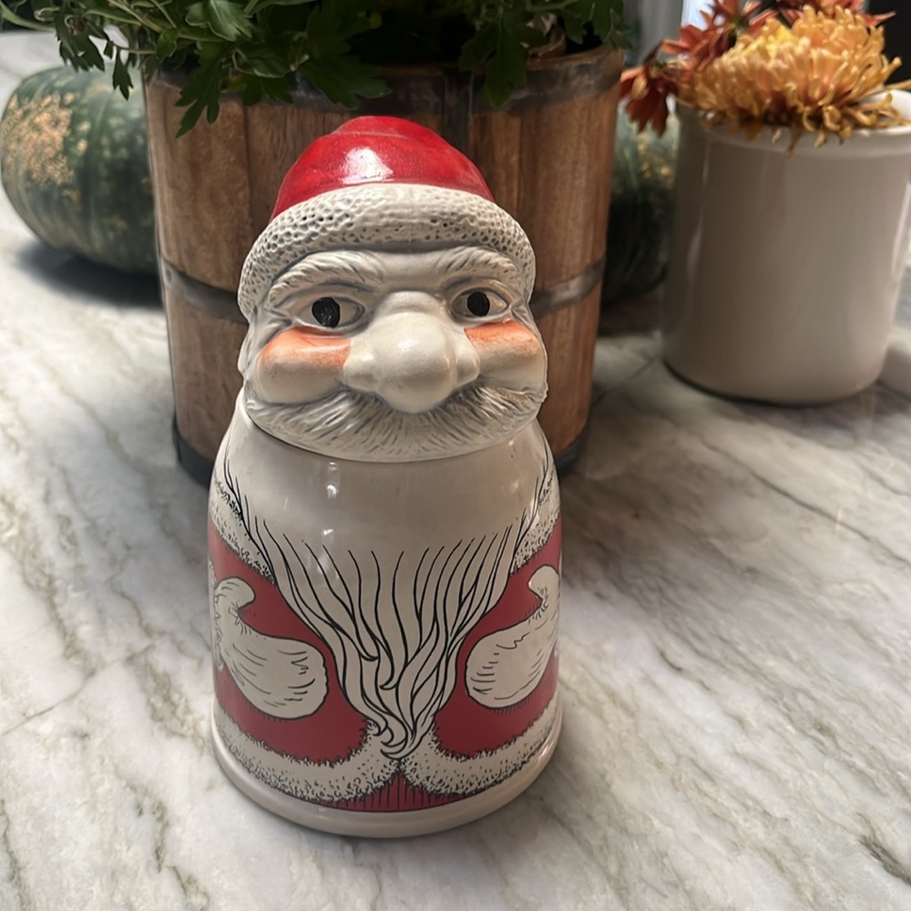 Gerzit Gerz CS79 Santa Claus Ceramic Beer Stein Germany vintage St Nick lidded